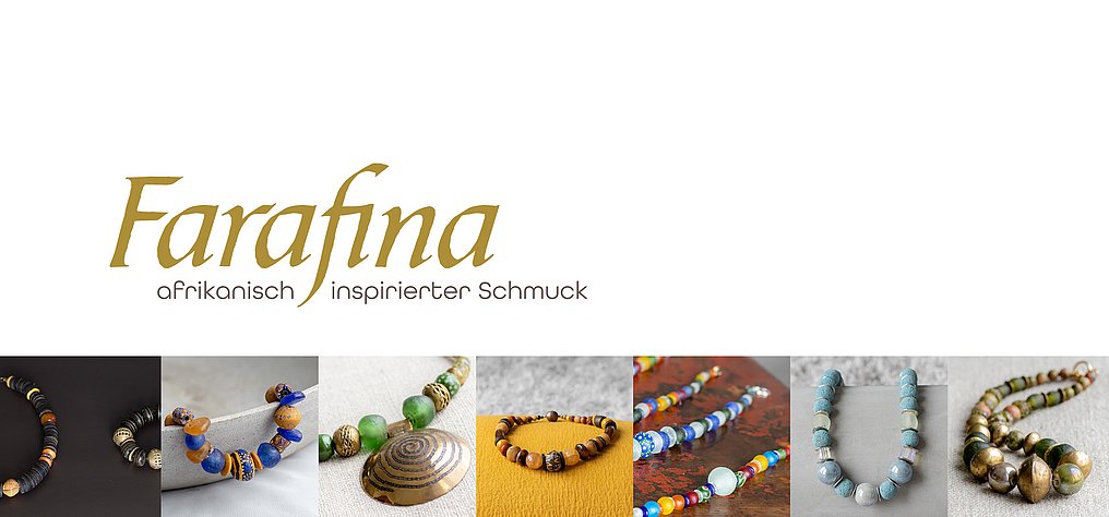 Ein Logo mit der Aufschrift "Fanafina" und mehreren kleinen Abbildungen traditioneller Kunstwerke.